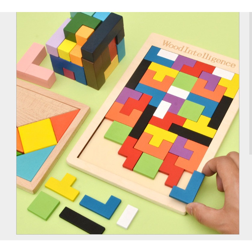 Đồ chơi xếp hình cho trẻ em và ngườilớn.rubikgỗ xếp thông minh,đồ chơi trí tuệ,xả strees,khối lập phương hình học,tư duy