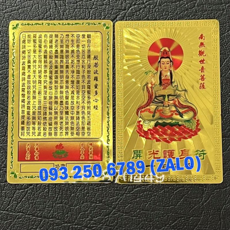 Kim Bài Phật Bà Quan Âm Bồ Tát Plastic Mạ Vàng 24k Phong Thủy May Mắn