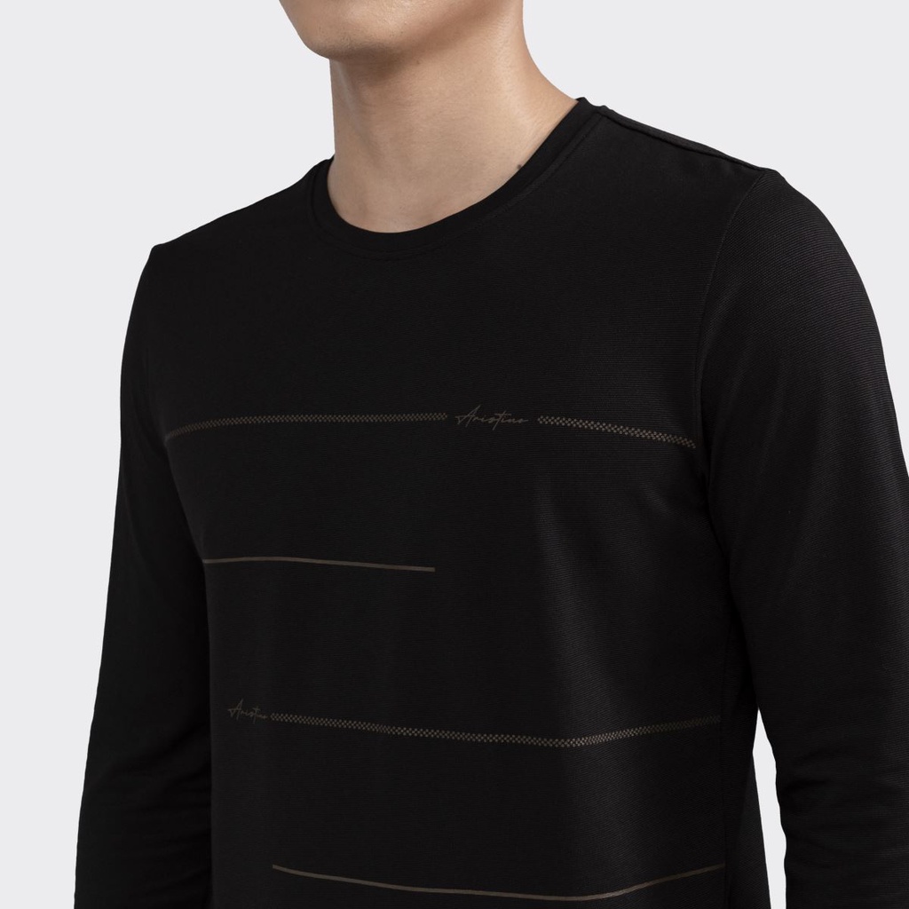 Áo Thun Thu Đông Dài Tay Nam Aristino ALT003W2 Sọc Ngang Trước Chất Cotton Cao Cấp dáng Regular Fit Suông Vừa Cổ Tròn