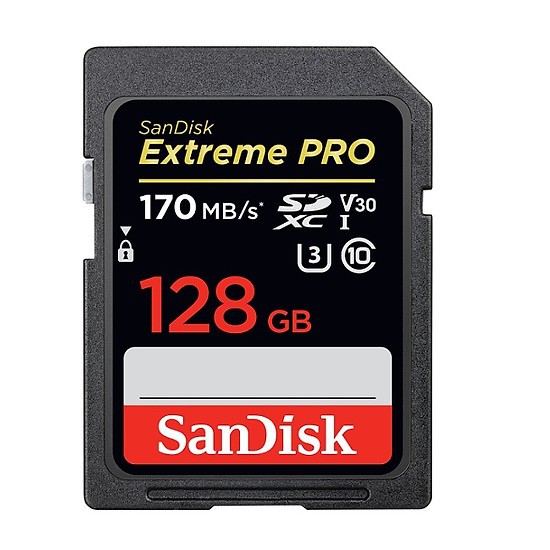 [Mã 99ELHA giảm 7% đơn 300K] Thẻ Nhớ Máy Ảnh SDXC SanDisk Extreme Pro U3 V30 128GB 170Mb/s - Tốc độ siêu cao