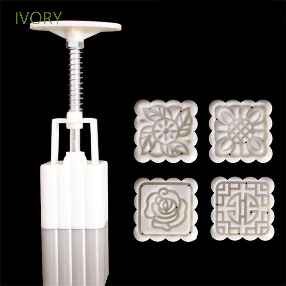 Set 4 Khuôn Làm Bánh Trung Thu Hình Vuông Nhiều Màu