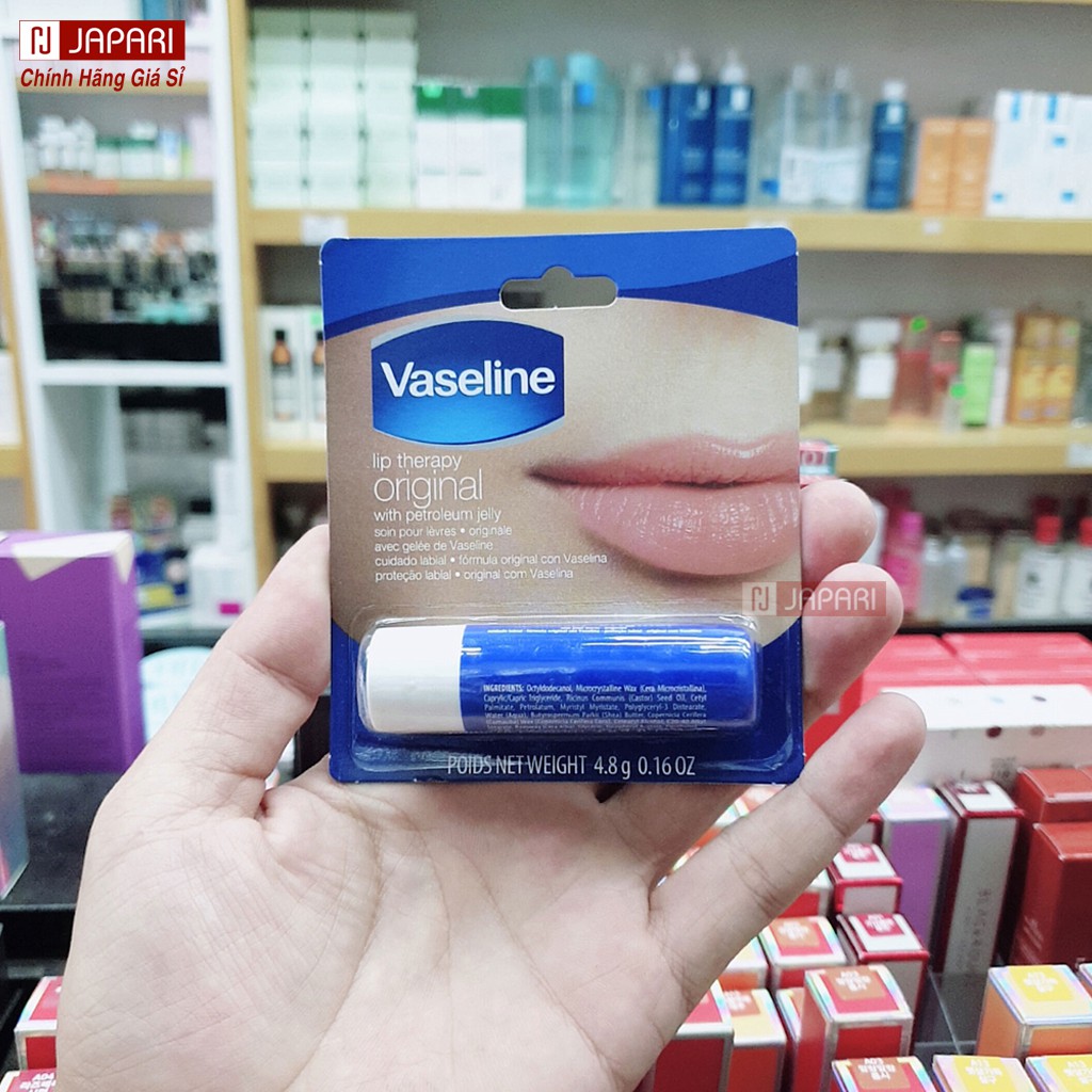 Son Dưỡng Môi Vaseline Thỏi Không Màu Original Dưỡng Ẩm Môi Lót Trang Điểm Da Trẻ Em CHÍNH HÃNG Mỹ Phẩm Giá Sỉ JAPARI