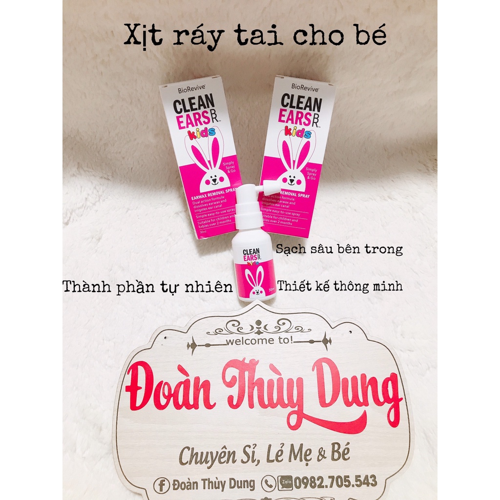 Xịt thỏ hồng (30ml) hỗ trợ làm tan ráy tai cho trẻ từ 2 tháng tuổi trở lên Clean Ears Kids