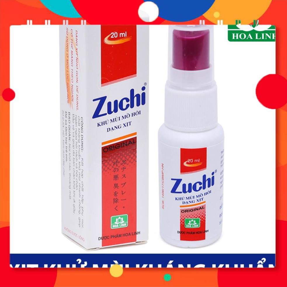 Xịt Khử Mùi Zuchi Original 20ML DƯỢC PHẨM HOA LINH - Dạng Xịt Khô Nhanh, Không Dính Bẩn, Không Gây Kích Ứng Da