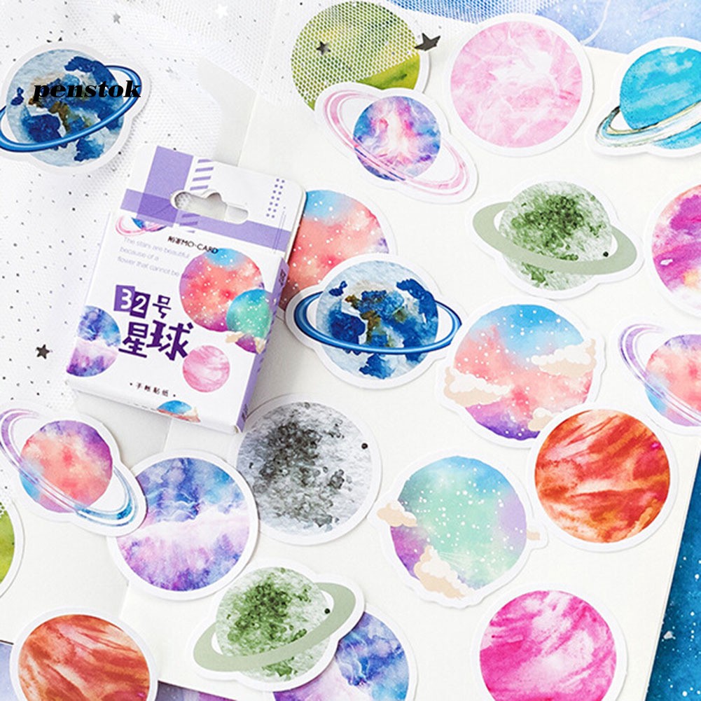 【PENT】45Pcs Cartoon Planet Universe Space Sticker DIY Luggage Handbook Scrapbook Decor