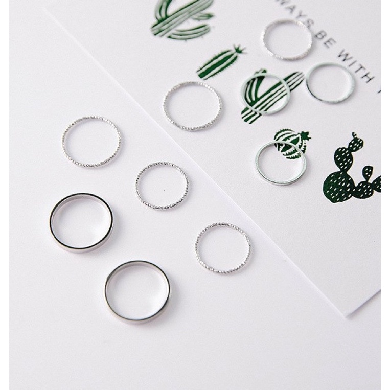 combo nhẫn 9 chiếc phong cách retro unisex