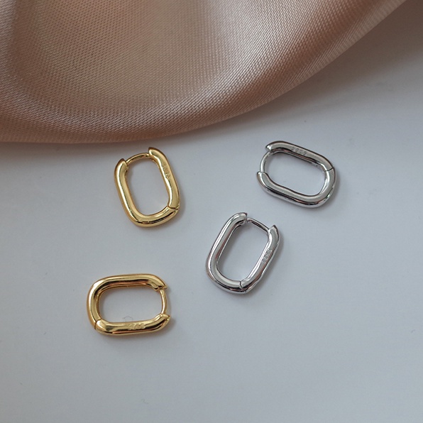 Hoa tai hình chữ u mạ bạc 925 cho nữ