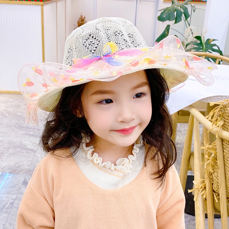 Nón Rộng Vành Đính Hoa Dễ Thương Cho Bé