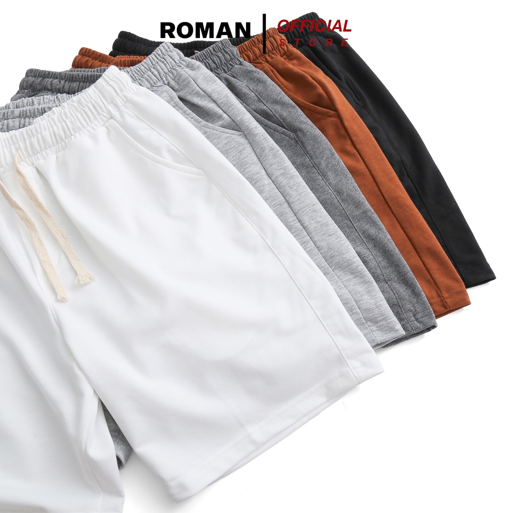Quần đùi nam trơn ROMAN short nỉ chất liệu cotton xịn thoáng mát dễ chịu QS06