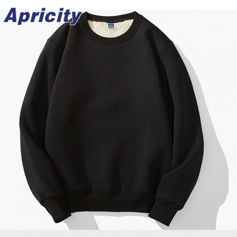 Aprilicity Áo Sweater Nhung Lông Cừu Dày Dặn Cổ Tròn Thời Trang Thu Đông Cho Nam Giới Trung Niên