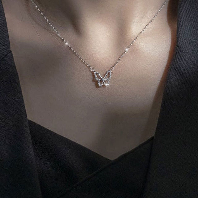 Dây chuyền bạc nữ Evasilver mặt butterfly, Vòng cổ chất liệu bạc ta sang trọng và trẻ trung