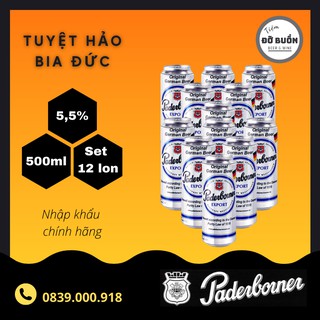 Set 12 lon bia Paderborner Export 500ml - Nhập khẩu từ Đức