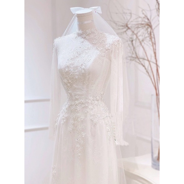 Áo dài hỏi cưới trắng thiết kế siêu xinh, phong cách nhẹ nhàng giá sỉ