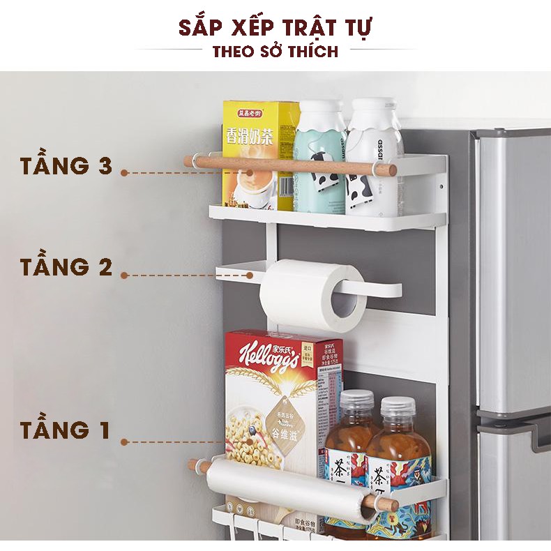Kệ đựng đồ nhà bếp giá gắn tủ lạnh máy giặt có nam châm siêu dính Minh House