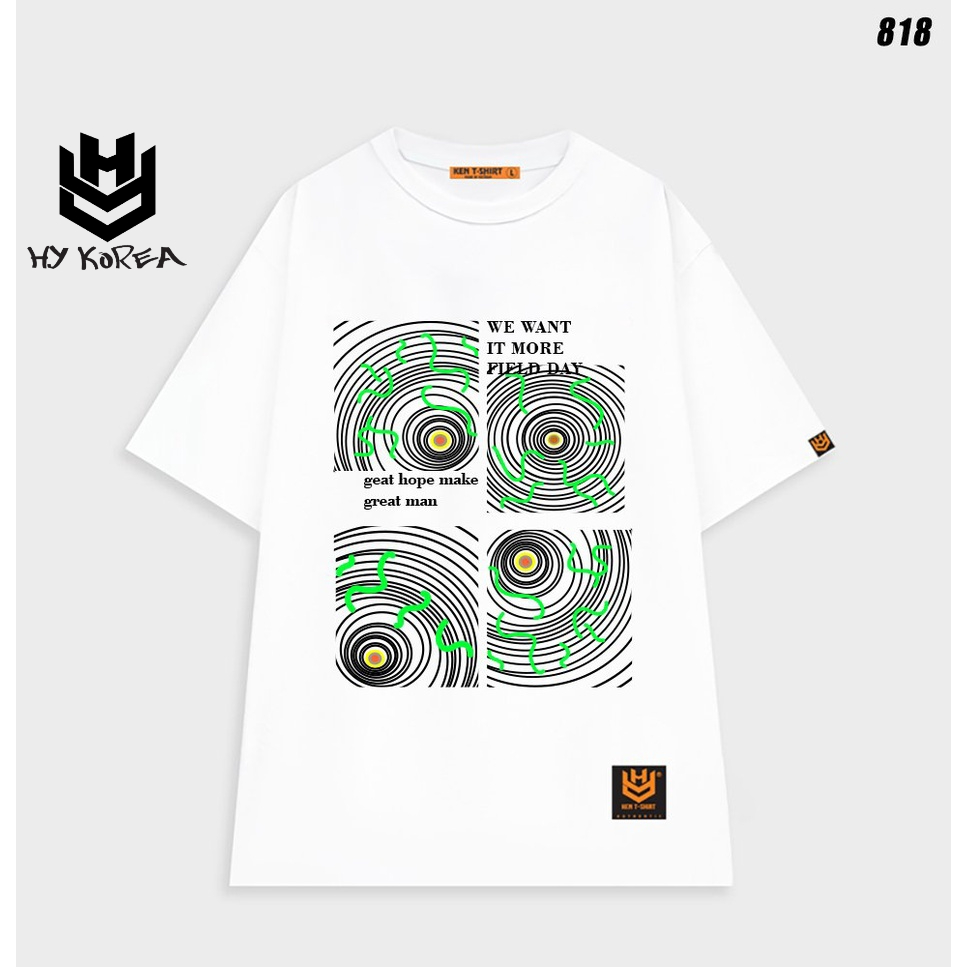 Áo thun tay lỡ unisex form rộng nam nữ Vòng xoáy 818 HY KOREA