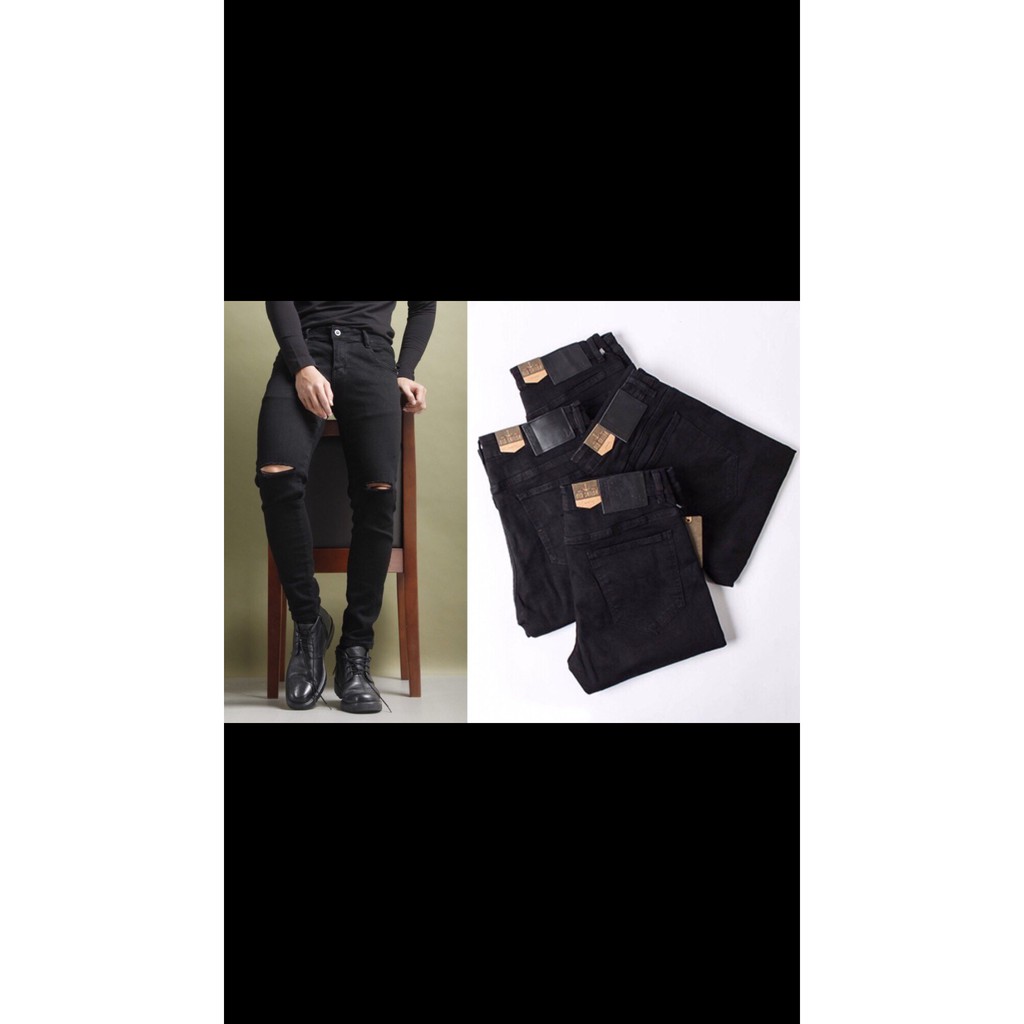 Quần jean nam chất bò rách gối cao cấp thời trang màu đen,trắng mãu mơi AHFASHION | BigBuy360 - bigbuy360.vn
