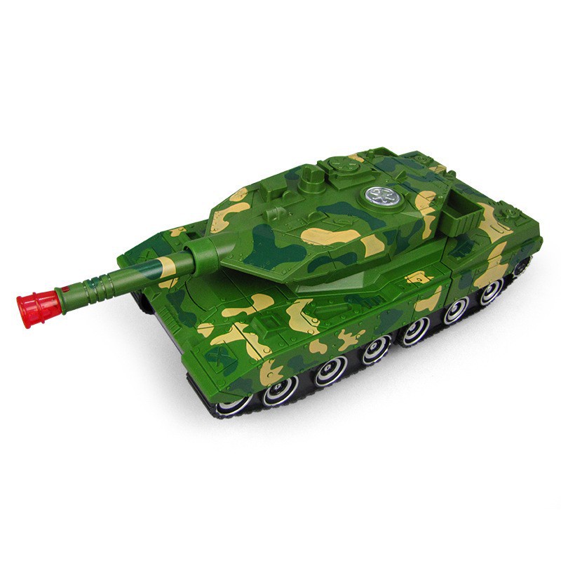Đồ Chơi Trẻ Em Xe Tăng Biến Hình Robot Tự Động Có Đèn Và Nhạc