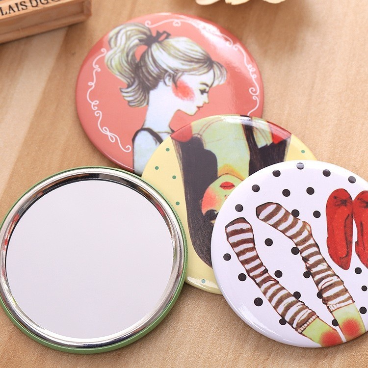 Gương mini đáng yêu Hàn Quốc bỏ túi - Gương tròn soi nhỏ cầm tay di động họa tiết xinh xắn