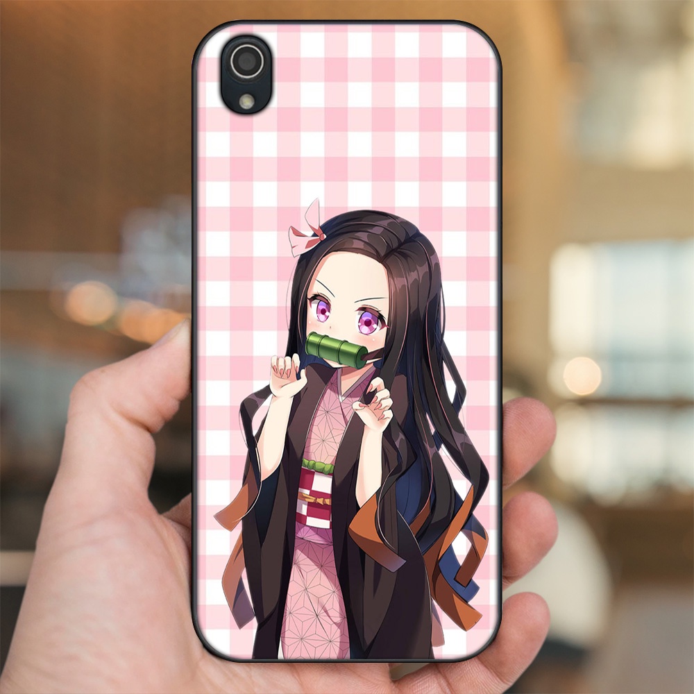 Ốp lưng Vivo Y91c viền đen in hình Nezuko Kimetsu no Yaiba