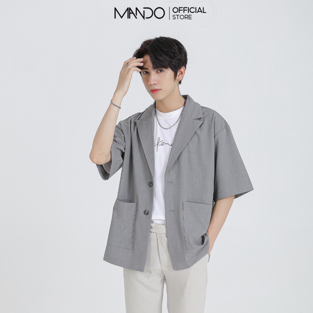 (Sỉ) Áo Blazer Xám Trơn Tay Lỡ Khoác Ngoài MANDO Chất Vải Tuytsi Cao Cấp Form Rộng Basic Unisex Thời Trang Hàn Quốc AVH0