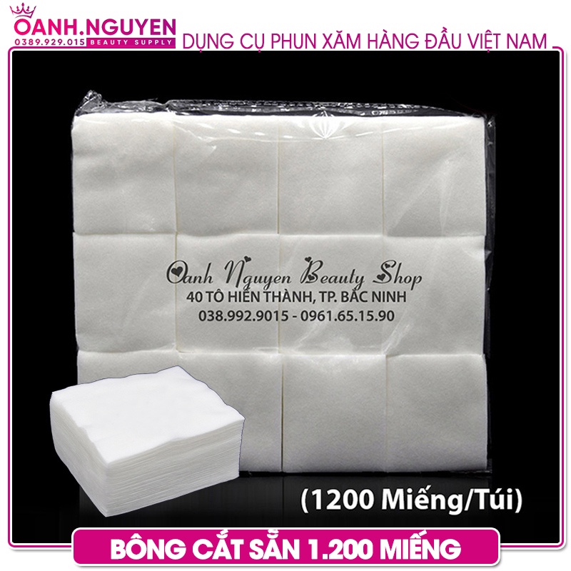 Bông cắt sẵn lau mực xăm không sơ, không bụi 6x7 cm (1.200 miếng/gói)