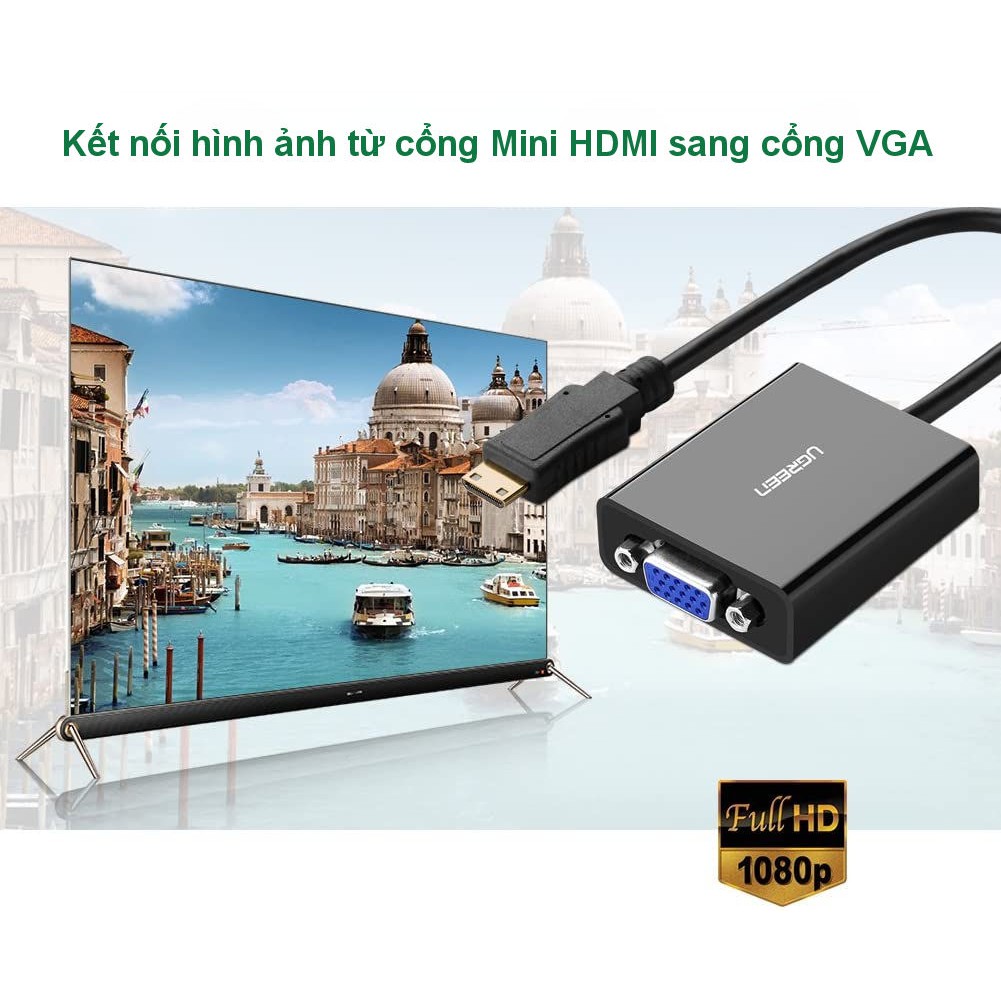 Dây cáp chuyển đổi Mini HDMI sang VGA cái dài 16CM UGREEN MM112