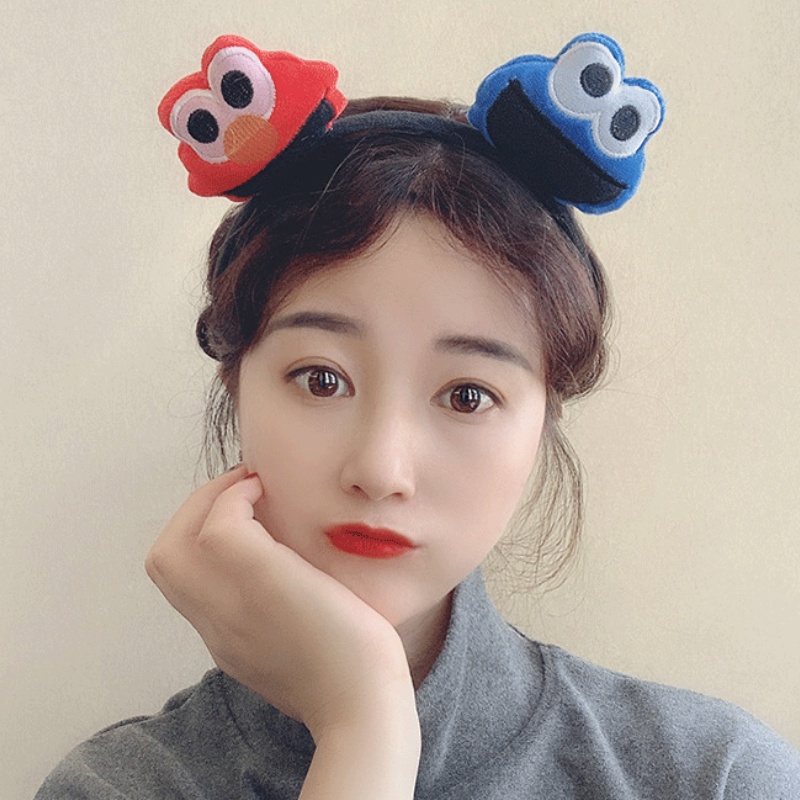 Băng Đô Rửa Mặt / Trang Điểm Hình Búp Bê Sesame Street Hoạt Hình Đơn Giản Phong Cách Hàn Quốc Cho Nữ