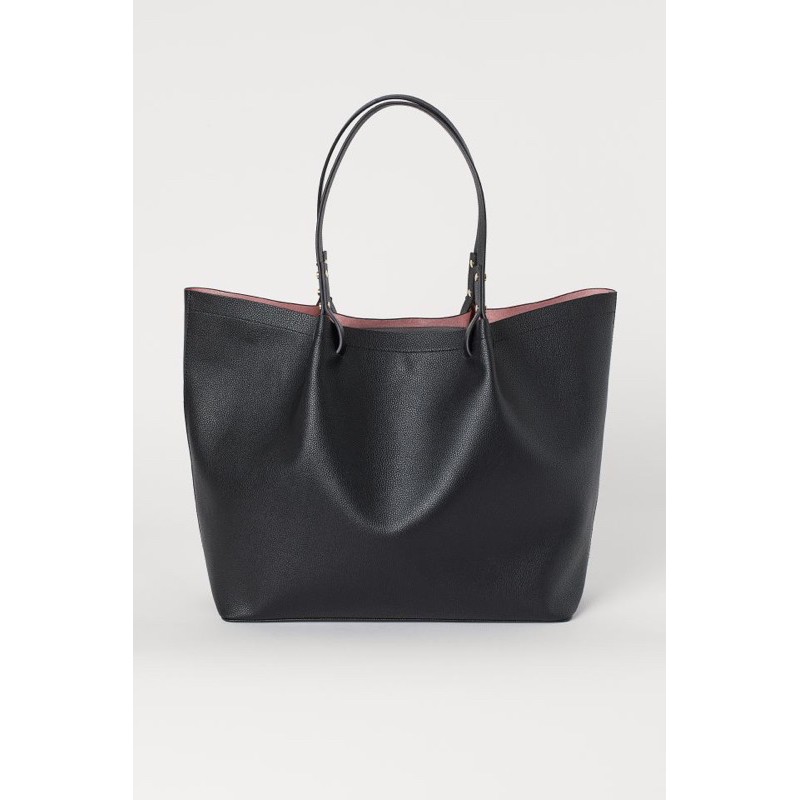 Túi xách da trơn đen HM