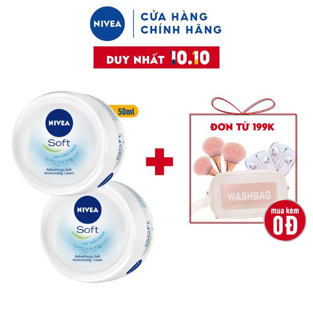 Bộ đôi Kem dưỡng làm mềm da NIVEA Soft Crème 50ml/hũ – 89054