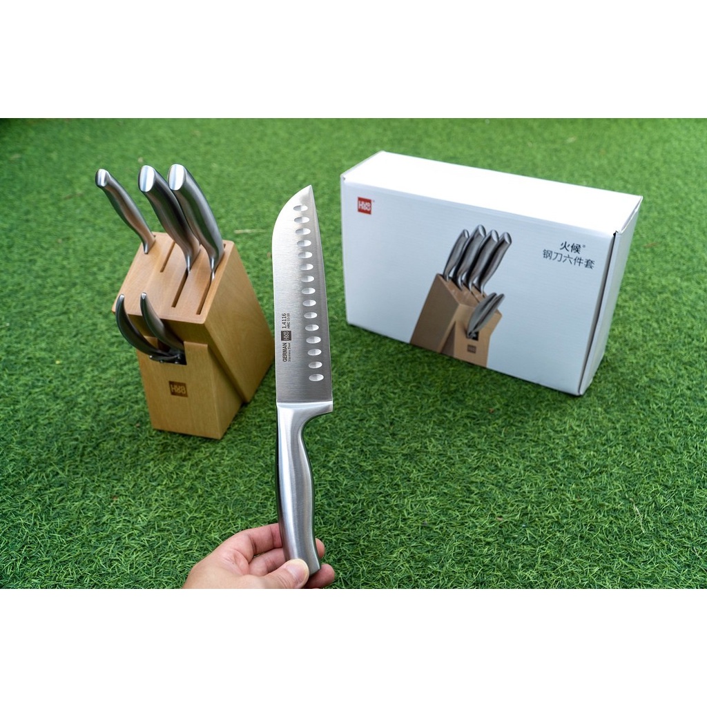 Bộ dao kéo 6 món Xiaomi HuoHou kèm chân đế gỗ