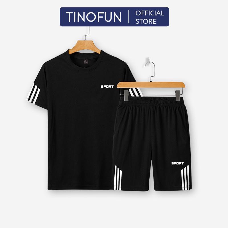 Bộ thể thao nam TINOFUN Bộ quần áo nam chất vải thun co dãn phong cách cho mùa hè thu