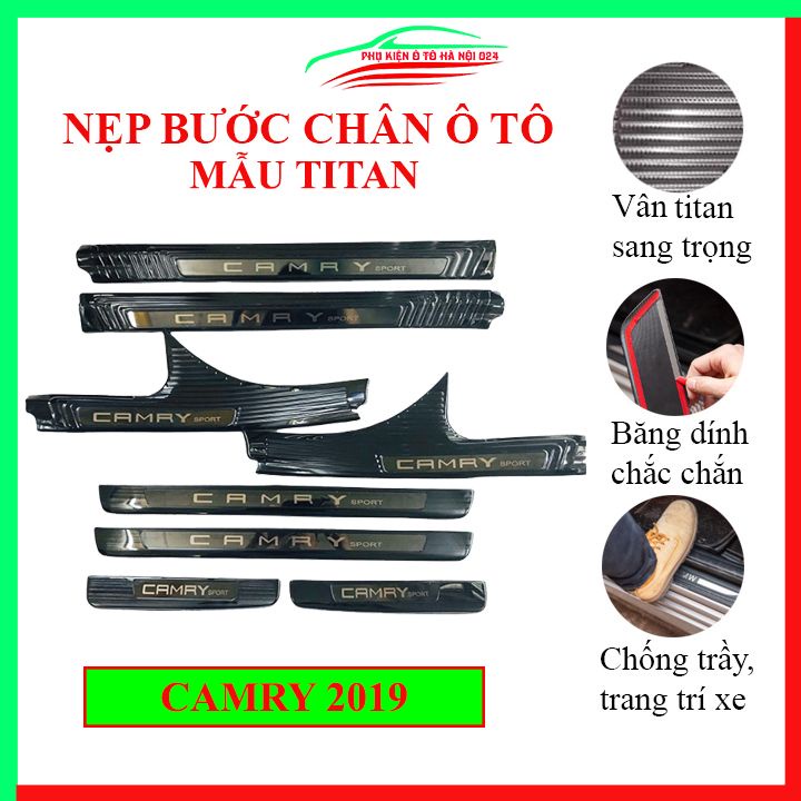 Ốp bậc cửa nẹp bước chân TITAN ô tô Camry 2019-2021 chống trầy bảo vệ xe