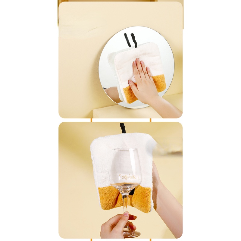 Khăn Lau Tay Vải Nhung San Hô Thấm Hút Tốt Tiện Dụng Cho Nhà Bếp / Phòng Tắm