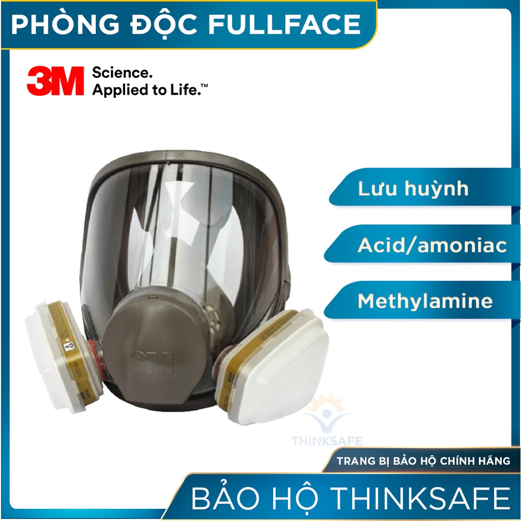 Mặt nạ phòng độc nguyên mặt 3M 6800 Thinksafe, sử dụng 2 phin lọc - mặt nạ lọc hơi hữu cơ vô cơ, khí độc, bụi, khói hàn