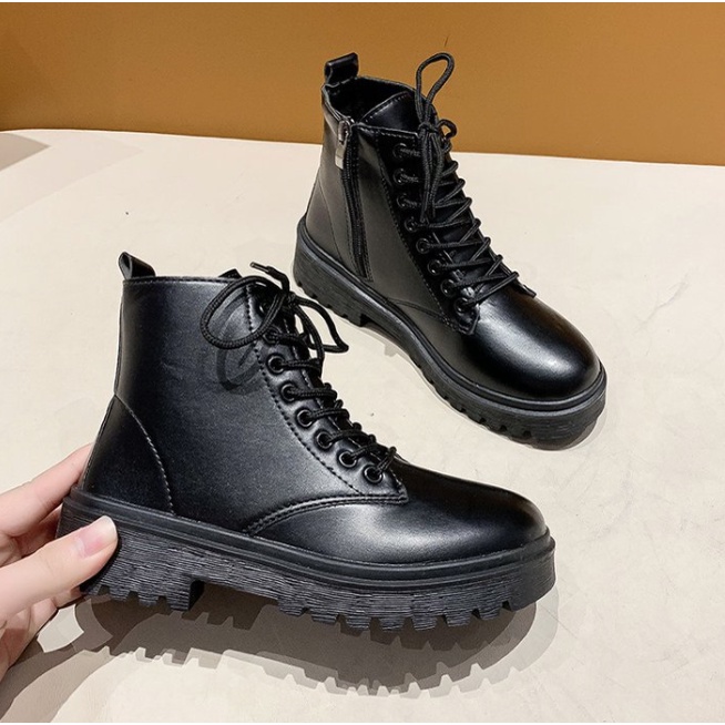 [Sẵn có ship từ HCM] Giày Martin Ankle boots phong cách Hàn Quốc Khoá kéo GT050- GOLDSNEAKER