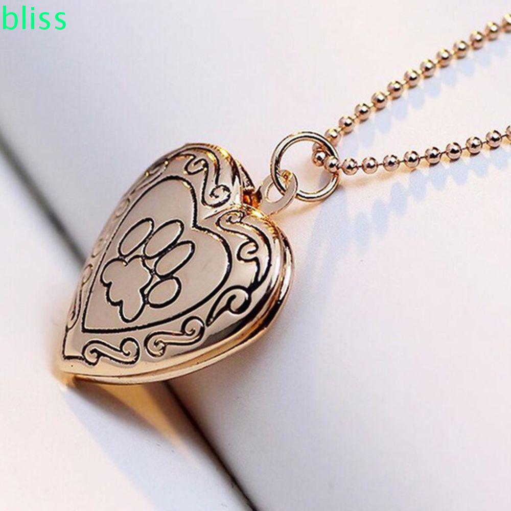 BLISS Fashion Necklace Heart Memory Locket Pendant Gift|Color Dog Paw Photo Frame Jewelry/Multicolor