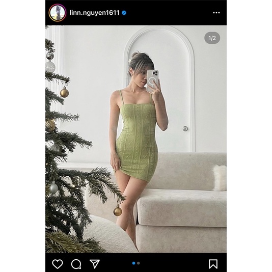 Pass váy body xanh bơ