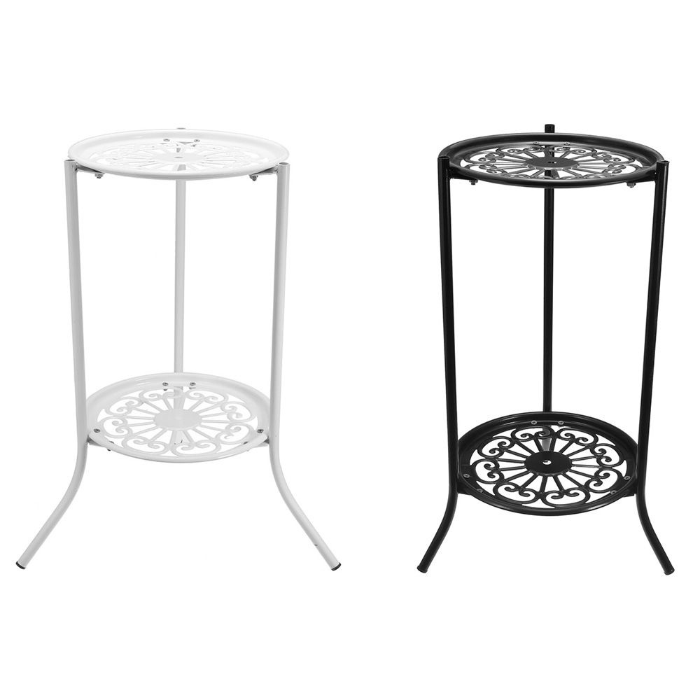 Giá đỡ chậu hoa/ cây cảnh 2 tầng bằng kim loại siêu bền thích hợp trang trí nhà cửa/ sân vườn