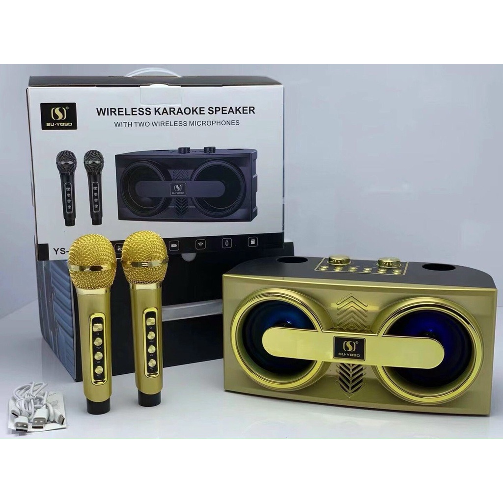 Loa Karaoke xách tay mini YS-206 Có 2 Micro Không Dây âm thanh hay giá tốt