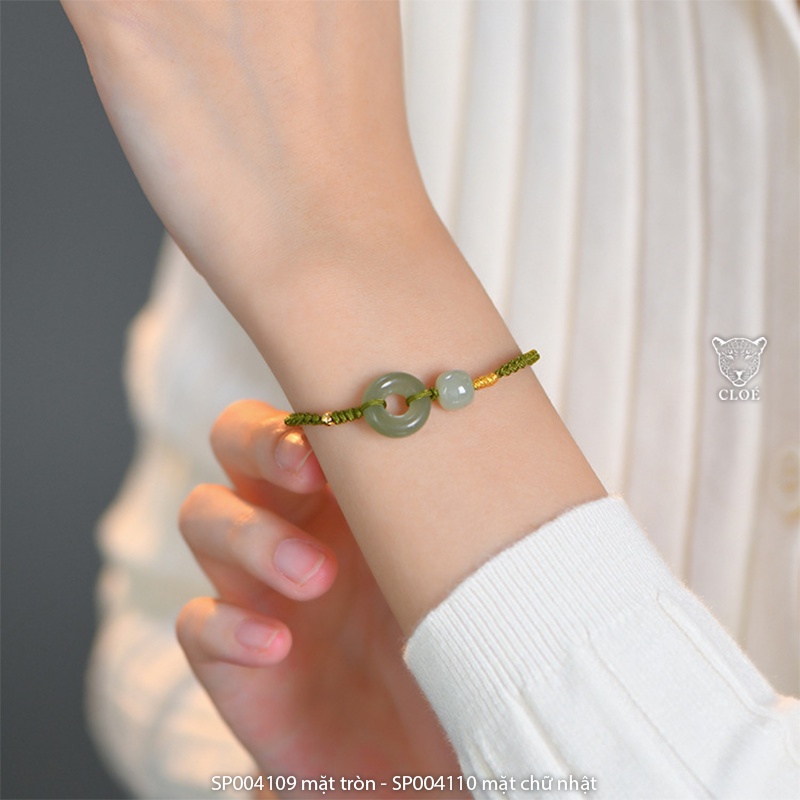 Lắc tay nữ dây rút vòng tay nữ đính ngọc xanh phong thủy phụ kiện trang sức Cloe Accessories 4109