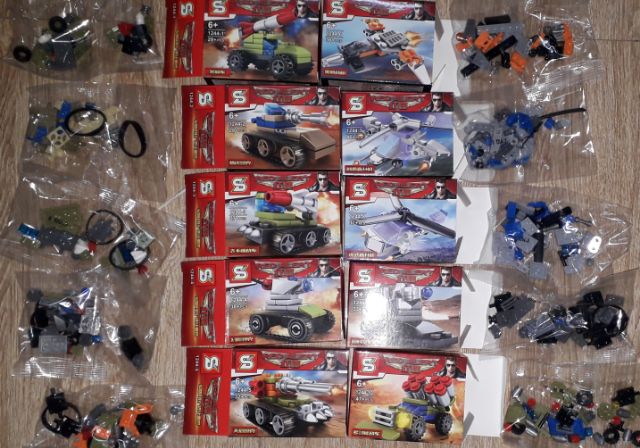 Sét 10 hộp lắp ráp Lego_Báo Động đỏ 1244 có 10 xe và máy bay các loại bằng nhựa ABS