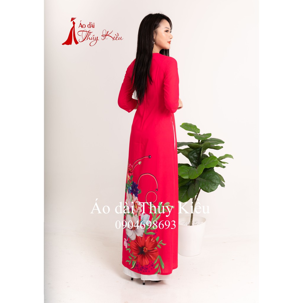 Áo dài nữ may sẵn thiết kế đẹp cách tân tết màu hồng K16 Thúy Kiều mềm mại, co giãn, áo dài giá rẻ
