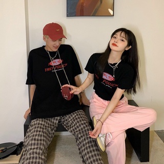 Áo đôi TAKF chất cotton form rộng, áo nữ croptop ôm body rua gấu tay, áo nam form thụng , free size phong cách hàn quốc