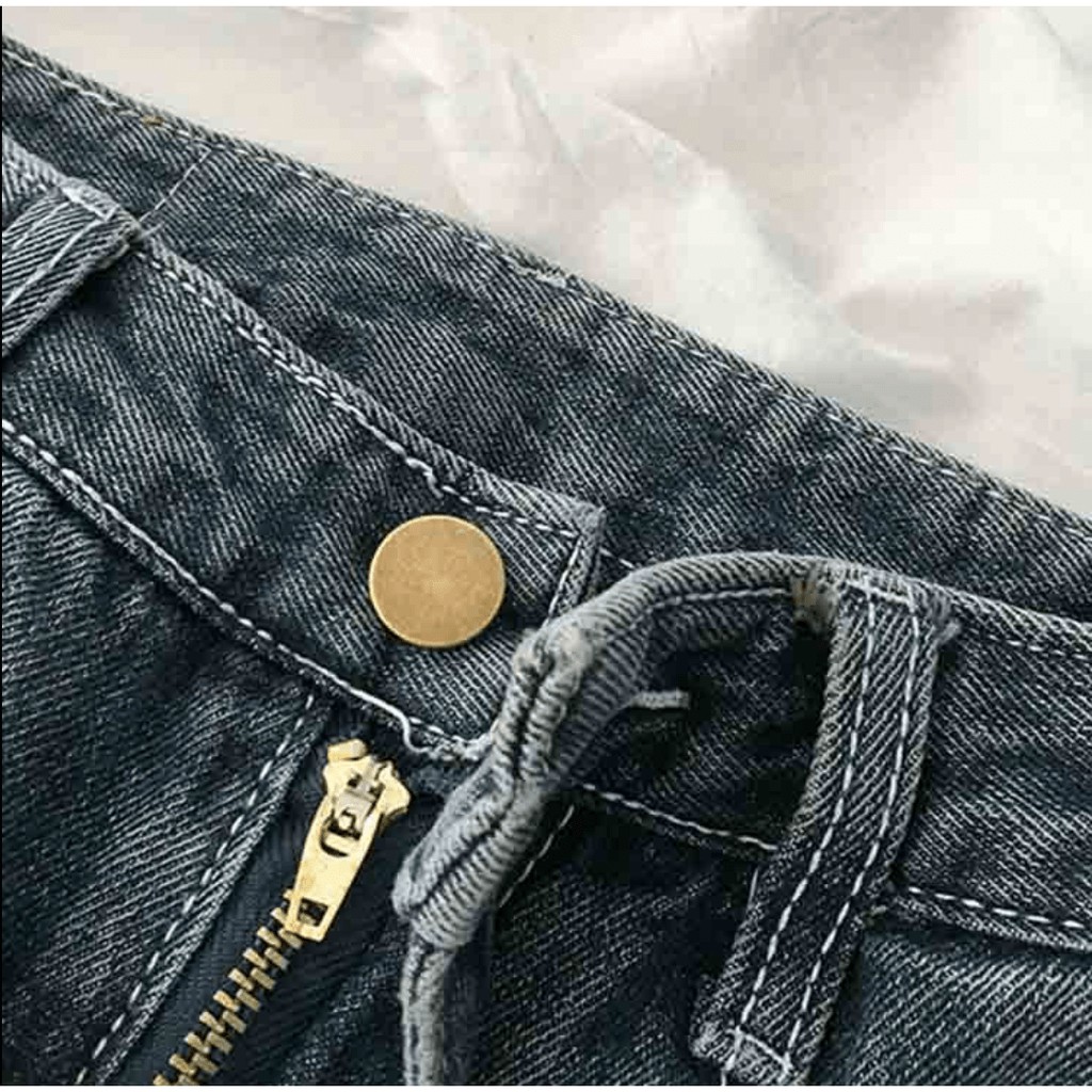 | QUẦN JEANS RỘNG BASIC XANH DENIM LƯNG CAO RETRO