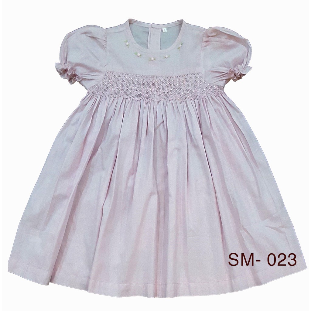 Đầm bé đẹp siêu xinh như công chúa xích móc thêu tay 'hand smocked dress" Kabota hồng ruốc SM023