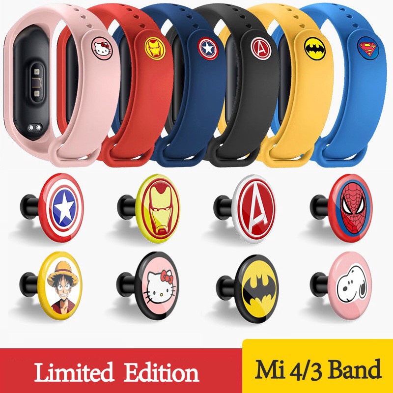 Nút khóa kim loại hình avengers thay thế cho vòng tay thể thao Xiaomi Mi Band 2/3/4/5/6