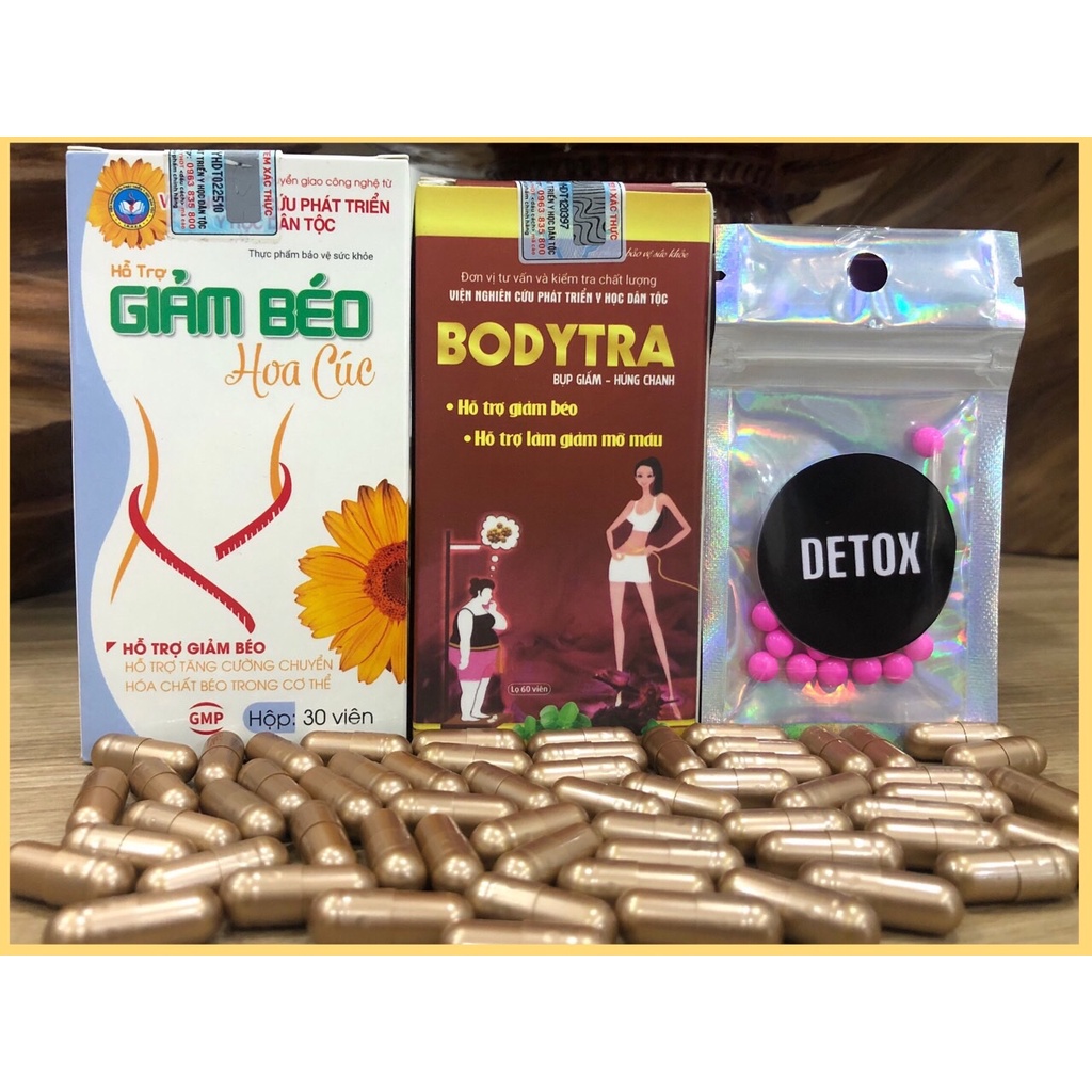 Giảm Béo Viện Y Học Dân Tộc - Giảm 10-16Kg Không Tăng lại - Bodytra Hoa Cúc Plus - Giảm Cân Sau Sinh Cho Con Bú An Toàn