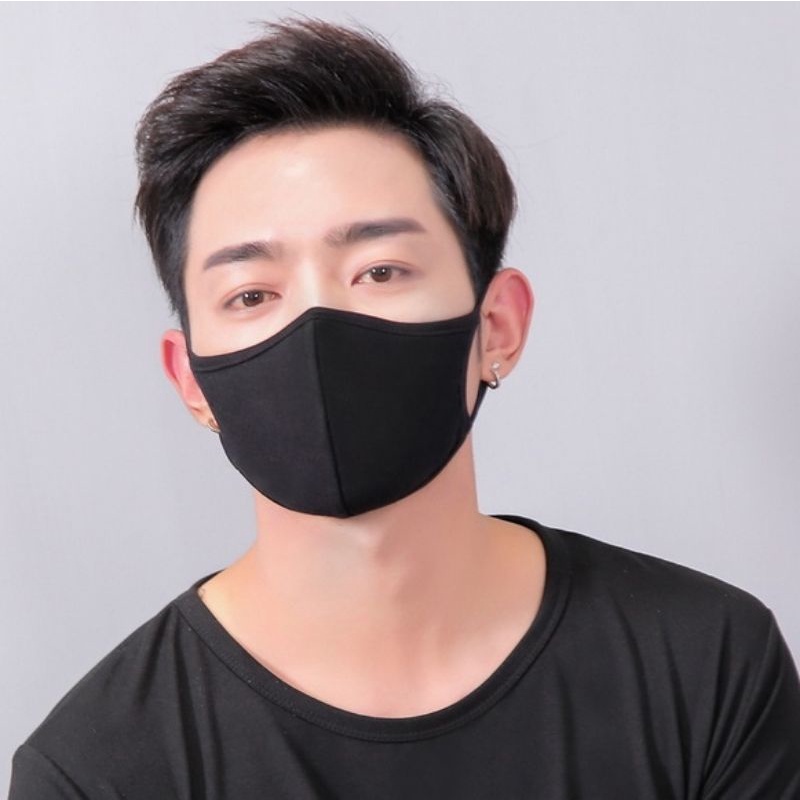 Khẩu trang đen Hàn Quốc - Khẩu trang đen trơn vải đơn giản kiểu Hàn Quốc