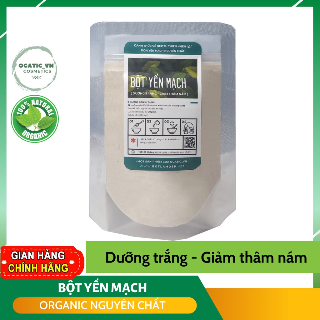 Bột yến mạch xay mịn nguyên chất Organic