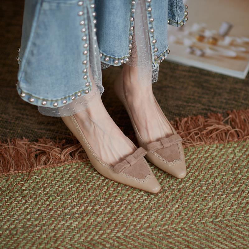 Giày Cao Gót 5cm Bằng Da Phong Cách Retro Dành Cho Nữ